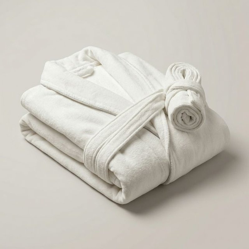 Халат велюровый "шалька", для гостиниц, 400 г/м2 белый, Турция