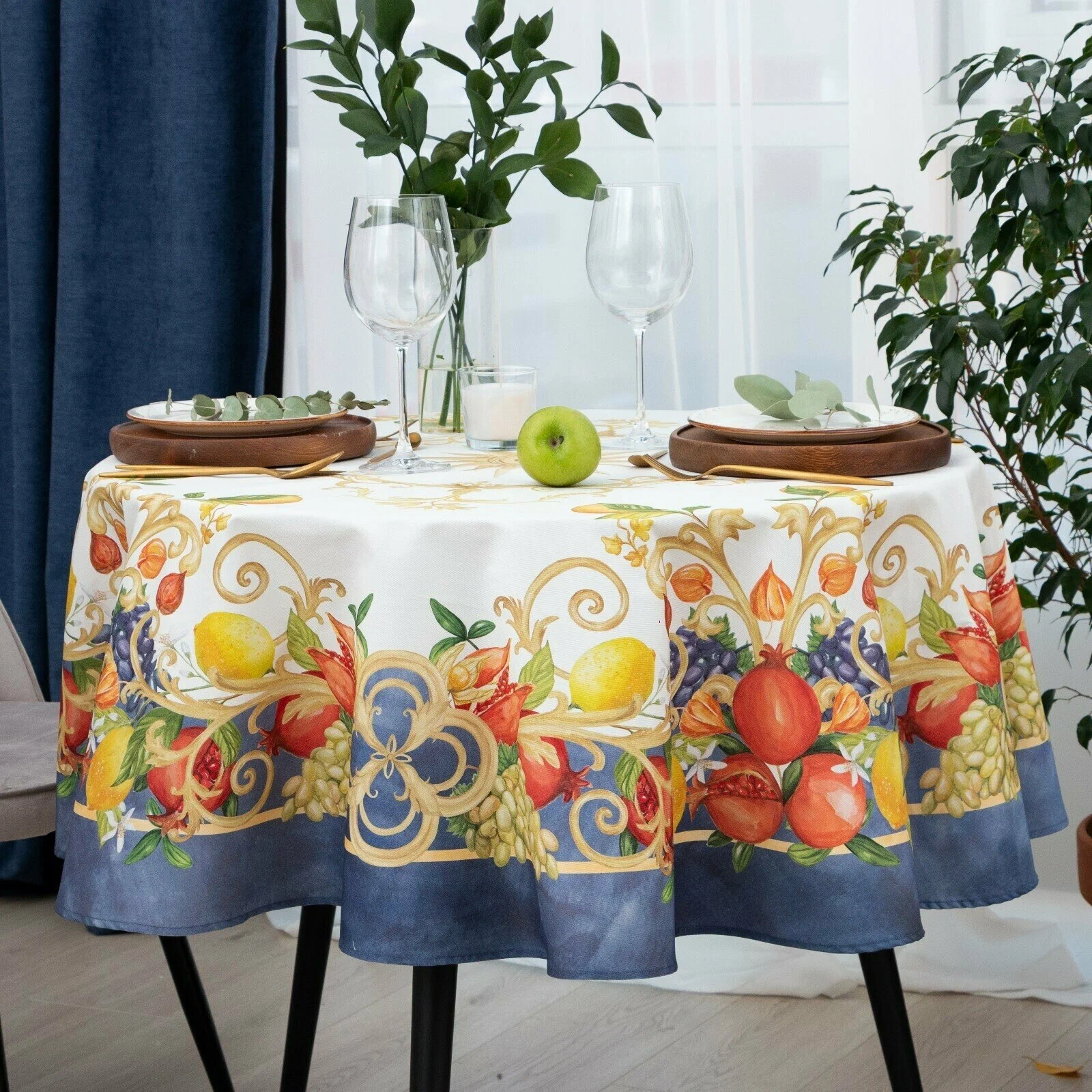 Скатерть круглая из ткани саржа (100%  х/б)